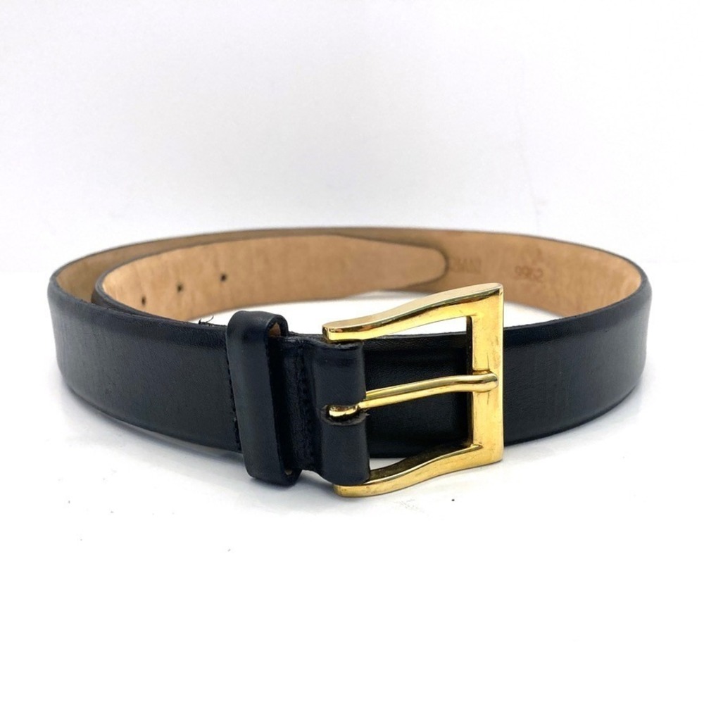 Cipriani Black Italian Calfskin Leather Belt 29-33" Waist 1-1/8" Wide Brass 9962